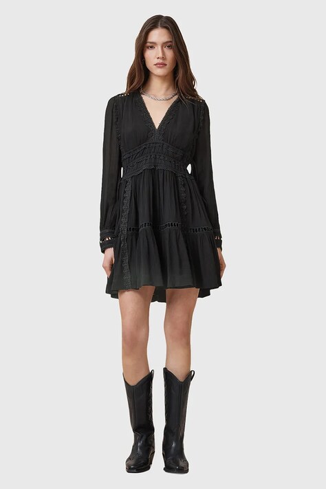 AllSaints rochie XANTHE culoarea negru, mini, evazată, W213DC