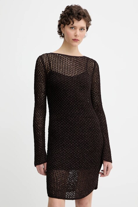 Šaty Rag & Bone hnědá barva, mini, přiléhavé, WAS25P017LB17