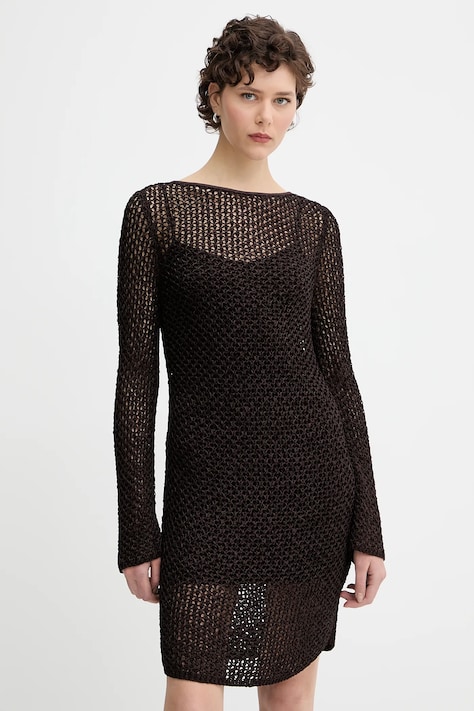 Šaty Rag & Bone hnedá farba, mini, priliehavé, WAS25P017LB17