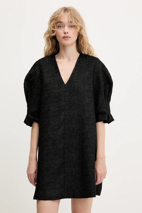 Stine Goya sukienka kolor czarny mini oversize SG-PF25-D128-2379