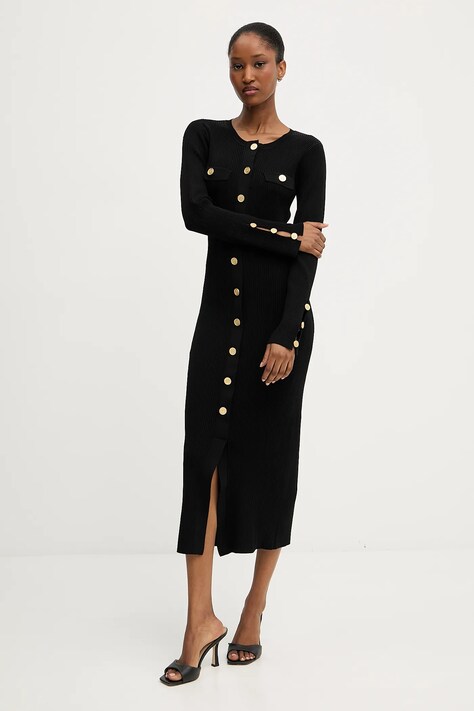 Šaty Karl Lagerfeld černá barva, midi, přiléhavé, A3W13038