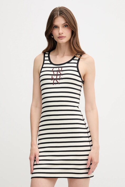 Платье Calvin Klein Jeans цвет бежевый mini облегающее LV044C242G