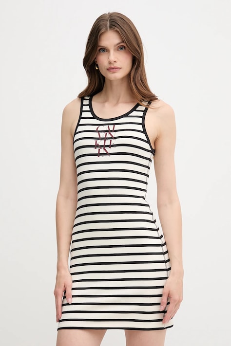 Сукня Calvin Klein Jeans колір бежевий mini облягаюча LV044C242G