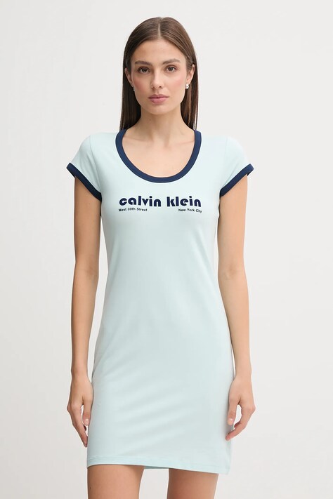 Calvin Klein Jeans rochie culoarea turcoaz, mini,mulată, LV047C259G