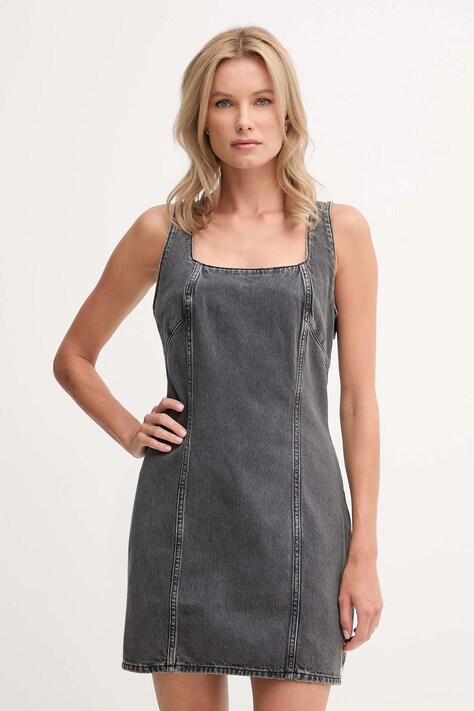 Calvin Klein Jeans sukienka jeansowa kolor szary mini dopasowana LV047C715G