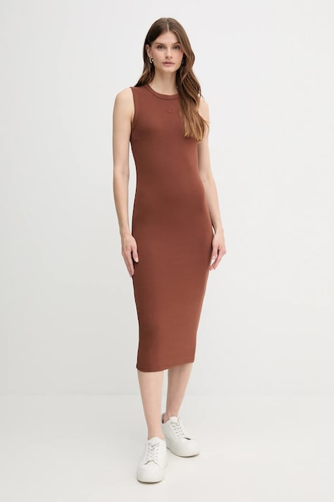 Сукня Calvin Klein Jeans колір коричневий midi облягаюча LV047C240G