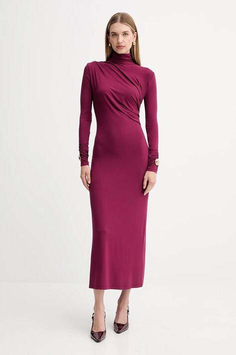 Simona Corsellini sukienka kolor bordowy maxi prosta A25CPAB00601