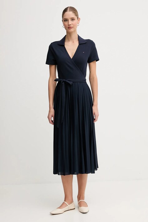 Tommy Hilfiger sukienka kolor granatowy maxi rozkloszowana WW0WW45733