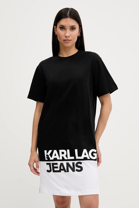 Karl Lagerfeld Jeans sukienka bawełniana kolor czarny mini oversize A3W13005