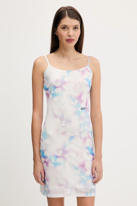 Karl Lagerfeld Jeans rochie culoarea alb, mini, drept, A3W13011