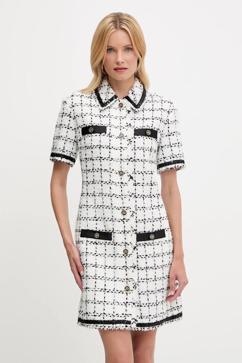 Karl Lagerfeld rochie din amestec de lână culoarea alb, mini, drept, A3W13031