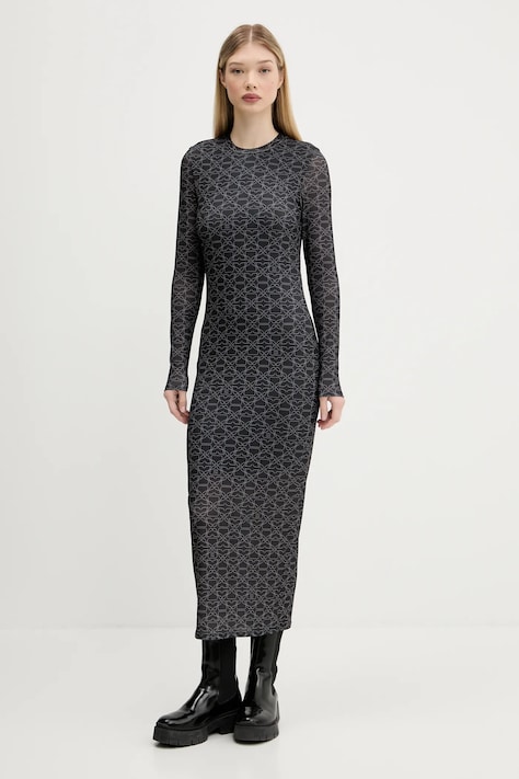 HUGO rochie culoarea gri, maxi, mulata, 50542400