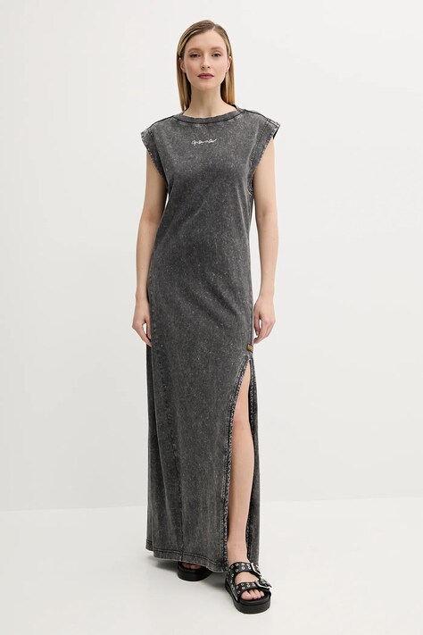 G-Star rochie din bumbac culoarea gri, maxi, drept, D26096-C756