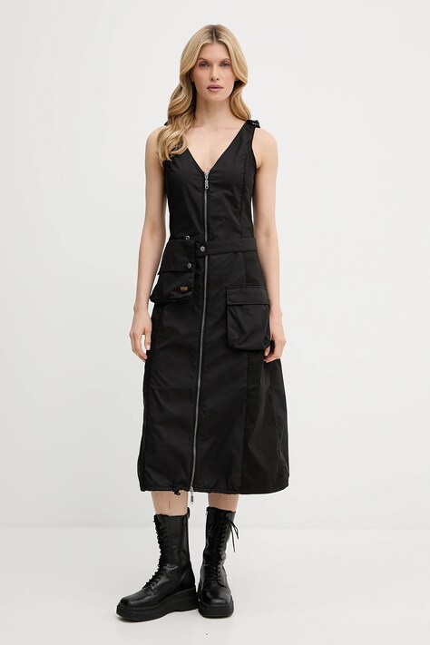 G-Star rochie culoarea negru, midi, drept, D26288-D308
