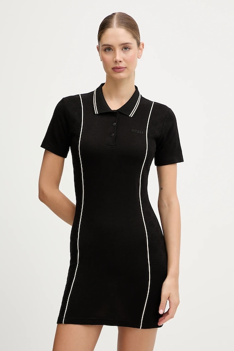 Guess rochie PEONY culoarea negru, mini, mulată, V5YK00 KCX12