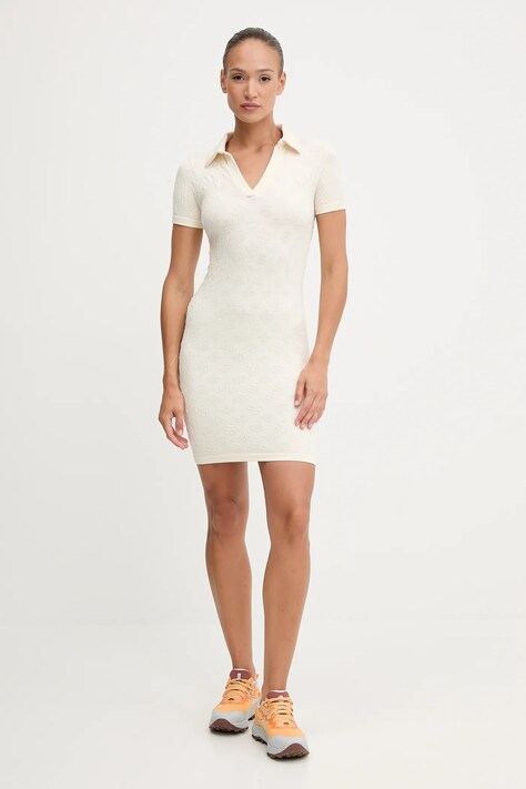 Guess rochie PEONY culoarea bej, mini, mulata, V5YK05 Z3OA0