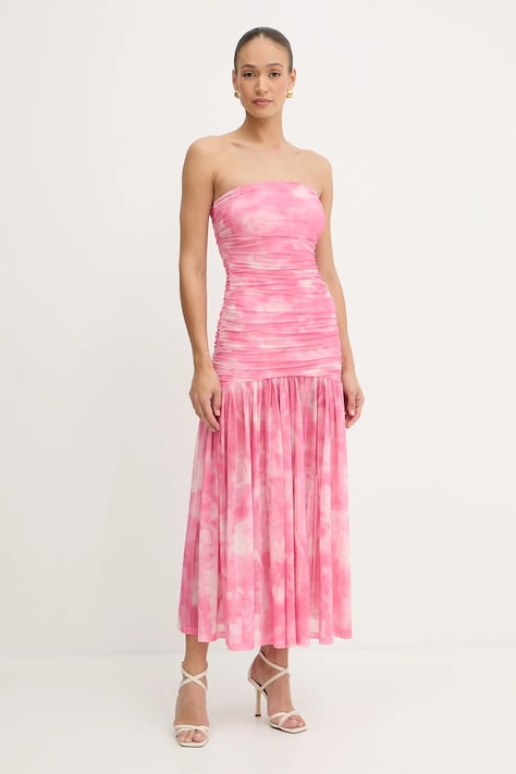 Bardot rochie culoarea roz, maxi, evazati, 59875DB1
