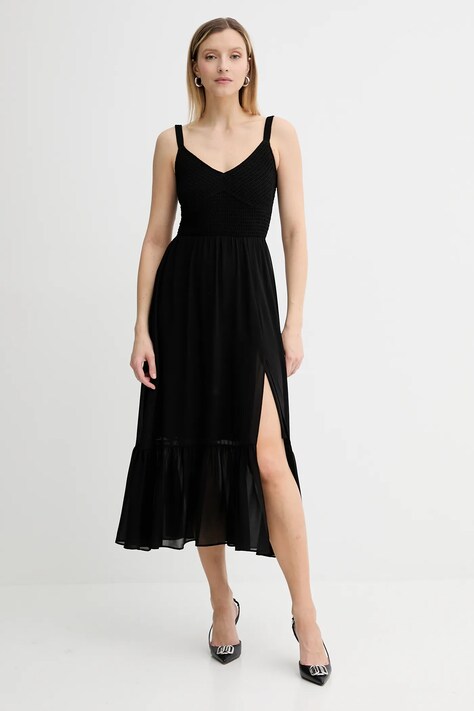 MICHAEL Michael Kors sukienka kolor czarny midi rozkloszowana MT583467R3