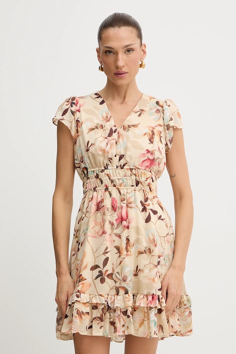 Guess rochie BRIGIDA culoarea bej, mini, evazati, W3YK34 WDW82
