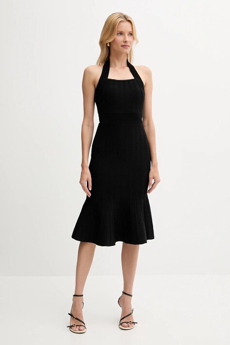 Guess sukienka SOFIE kolor czarny midi dopasowana W5YK39 Z2XY0
