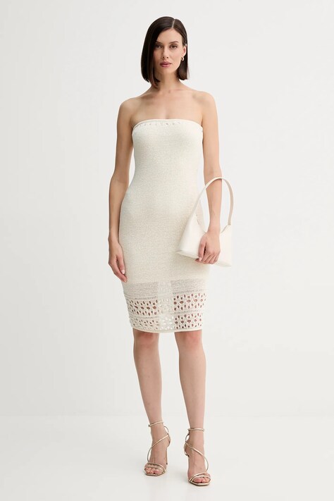 Guess rochie LEAH culoarea bej, mini, mulată, W5YK76 Z3P21