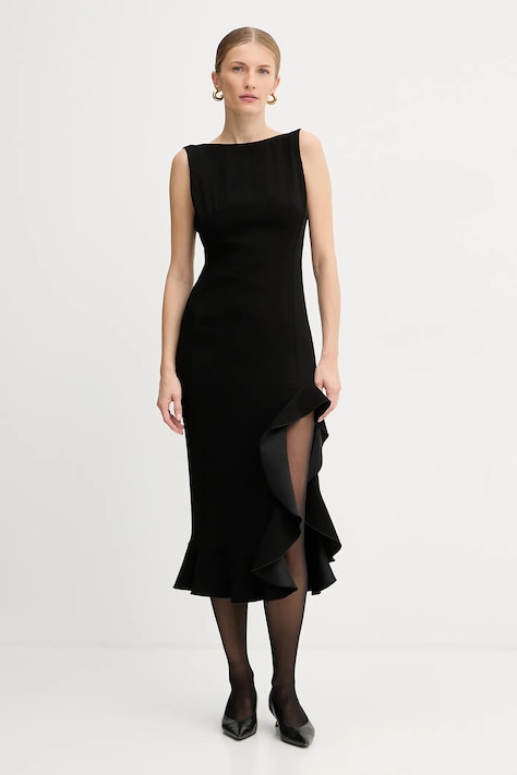 Pinko rochie culoarea negru, midi, evazați, 105781 A2Q2