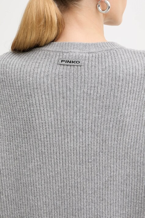 Pinko sukienka z dodatkiem wełny kolor szary mini oversize 105504 A2R1