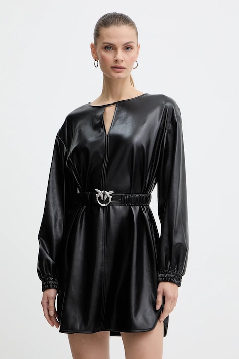 Pinko rochie culoarea negru, mini, oversize, 105587 A2P4