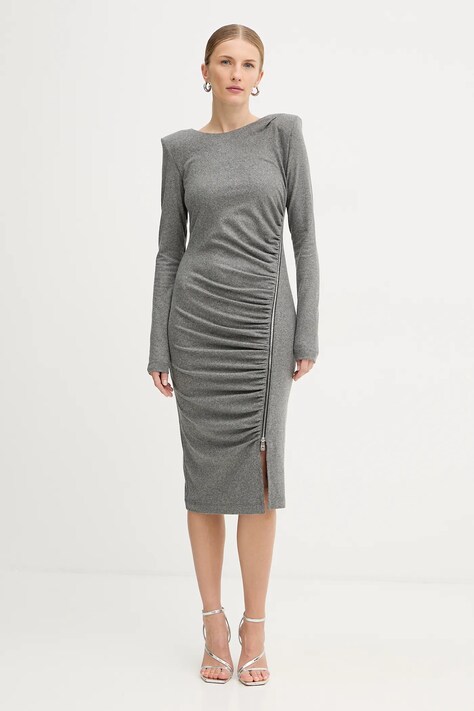 Pinko rochie cu lână culoarea gri, mini, mulată, 106126 A2ZU