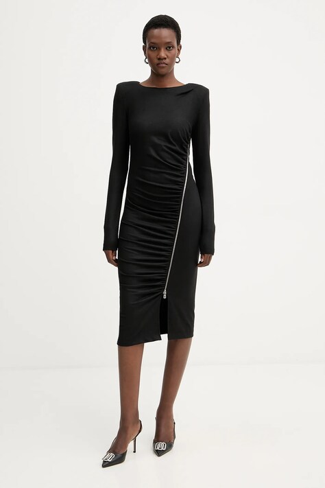 Pinko rochie cu lână culoarea negru, mini, mulată, 106126 A2ZU