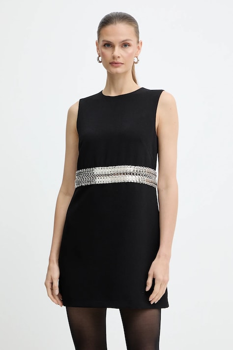 Pinko rochie culoarea negru, mini, drept, 105956 A2YH