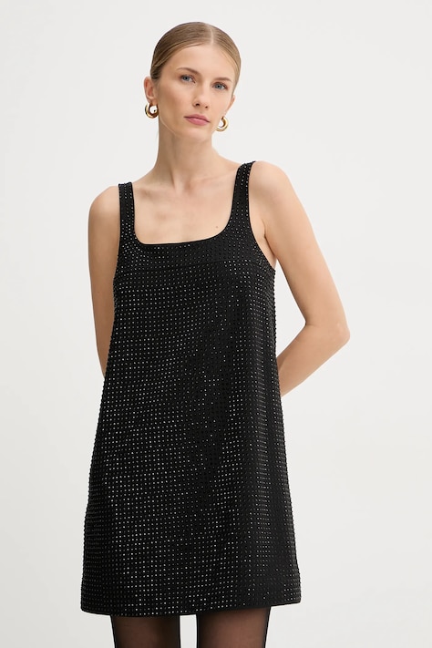 Pinko rochie culoarea negru, mini, drept, 105927 A287