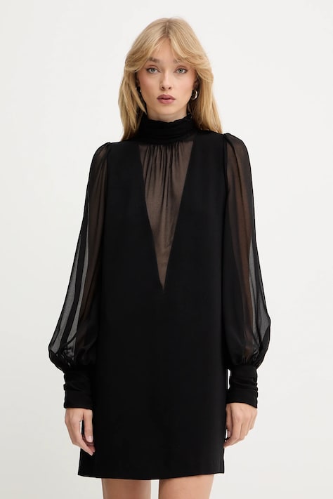 Pinko rochie culoarea negru, mini, drept, 106111 A30J