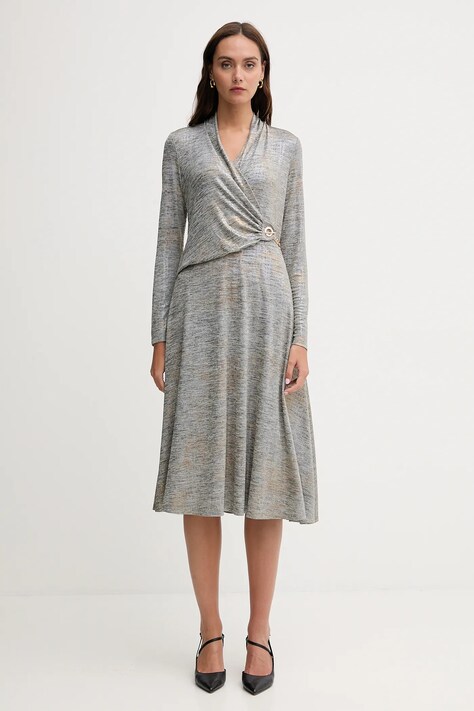 Joseph Ribkoff rochie culoarea argintiu, midi, evazați, 253285