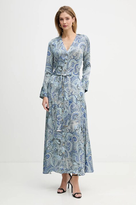 Marciano Guess sukienka BRITNEY kolor niebieski maxi rozkloszowana 5YGK47 7298A