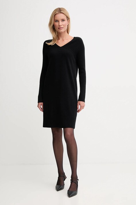 United Colors of Benetton sukienka z dodatkiem wełny kolor czarny mini prosta 1044DV02C