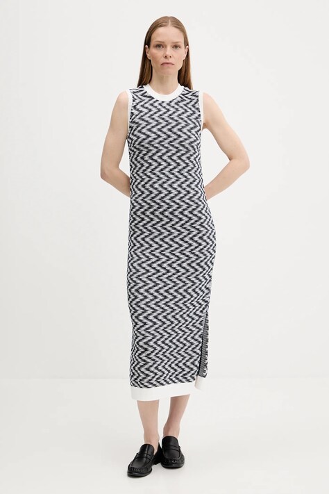 Barbour rochie din bumbac OLIVIA culoarea bleumarin, midi, mulată, LDR0928