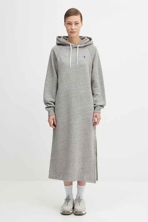 Šaty Polo Ralph Lauren Knit šedá barva, midi, 211972699