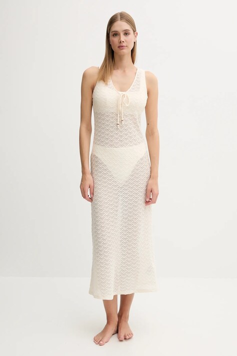 women'secret rochie de plajă din bumbac culoarea bej, 5549937