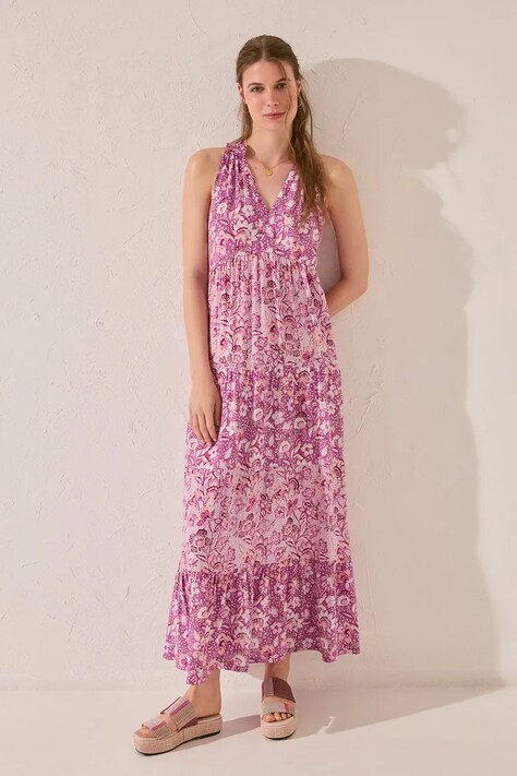 women'secret sukienka kolor fioletowy maxi prosta 4479835
