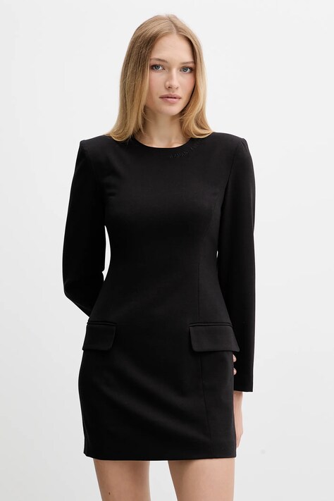 Armani Exchange sukienka z domieszką wełny kolor czarny mini dopasowana XW000661 AF16142