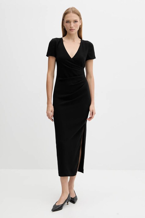 Armani Exchange sukienka kolor czarny maxi dopasowana XW000665 AF10872