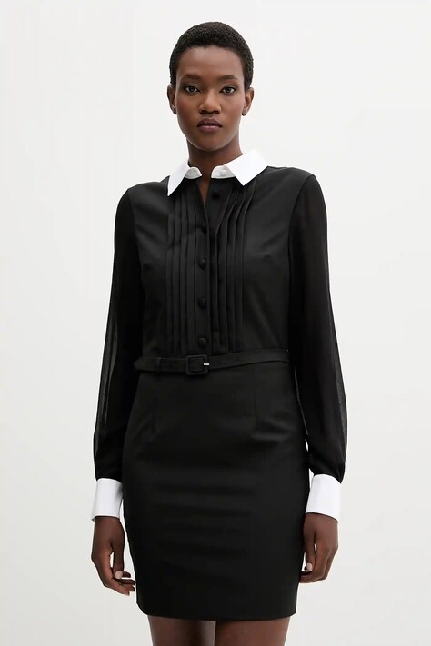 Blugirl Blumarine sukienka z dodatkiem wełny kolor czarny mini rozkloszowana RF5244.T207A