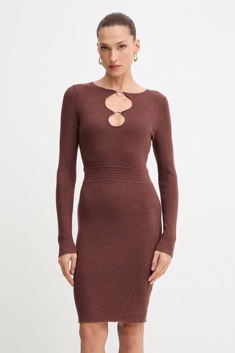 Fracomina rochie culoarea maro, maxi, mulată, FS25WD5010K501Q7