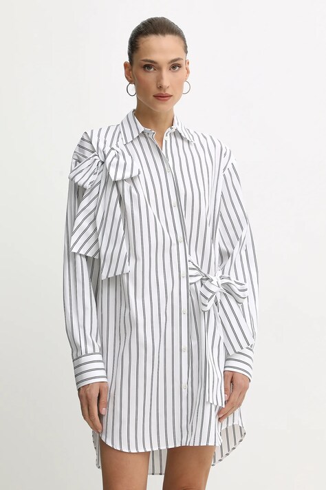 MSGM rochie din bumbac culoarea alb, mini, oversize, 3941MDA14X.257630
