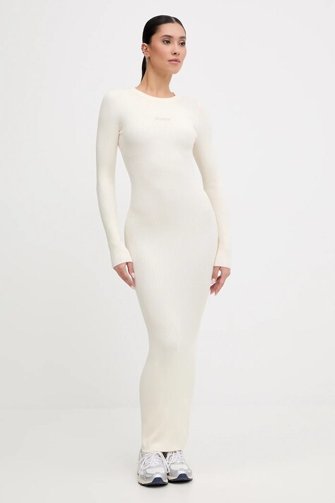 Guess sukienka FLAMINIA kolor beżowy maxi dopasowana V5BK02 Z3JD2