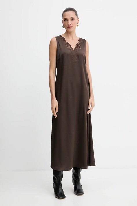 Weekend Max Mara rochie CANOSSA culoarea maro, maxi, drept, 2525226011600