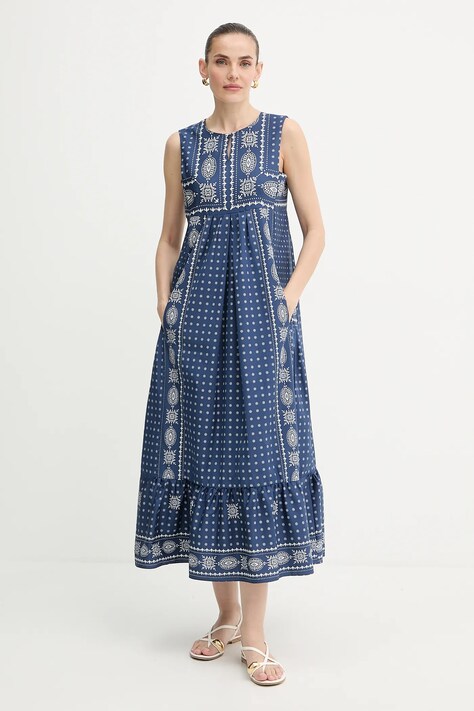 Weekend Max Mara sukienka MANILA kolor granatowy maxi rozkloszowana 2525226021600