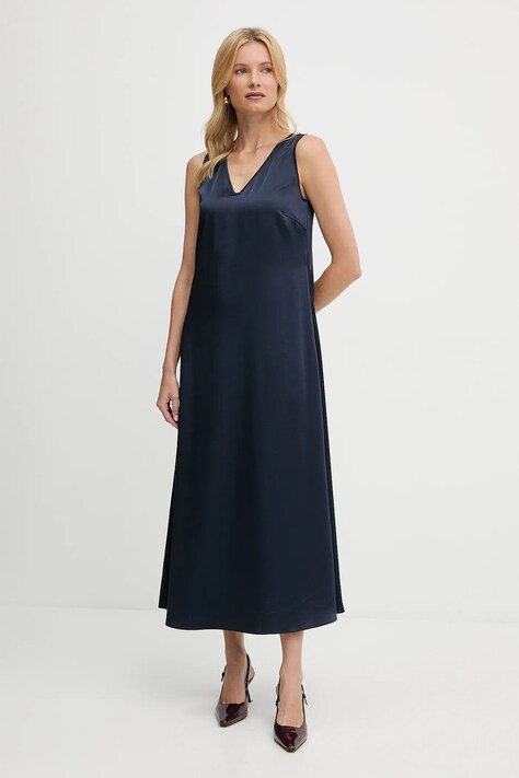 Šaty Weekend Max Mara OTTELIA tmavomodrá barva, maxi, 2525226061600