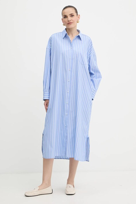 Weekend Max Mara sukienka bawełniana MOLINA kolor niebieski maxi oversize 2525226121600